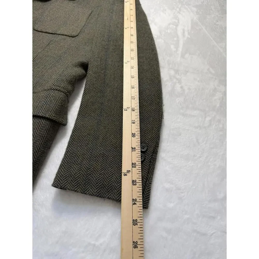 J.Crew‎ Wool Herringbone Blazer Jacket Green Surgeon Cuff Small
